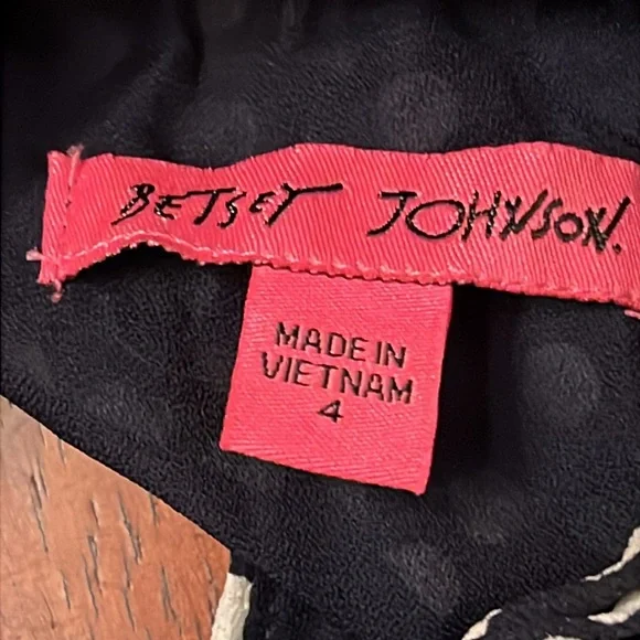 Betsey Johnson Halter Dress with Ruffled Hem Navy with White Polka Dots Size 4 - Picture 3 of 12